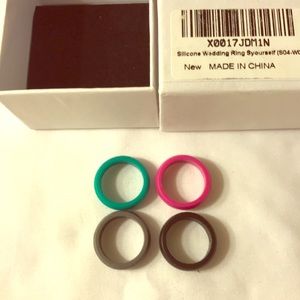 Silicone wedding band set of 4 size 6